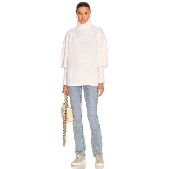 LOULOU STUDIO Tapia Wool Cashmere Sweater in cream Large - Picture 4 of 10